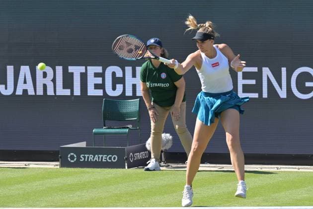 25.06.2023, xbrx, Tennis Bad Homburg Open WTA, Tennis Damen 250, emspor, v.l. Lisicki, Sabine (GER), spielt den Ball, fokussiert, konzentriert Bad Homburg