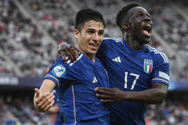 Db Cluj (Romania) 25 06 2023 - Euro 2023 Svizzera-Italia U21, U 21 foto Daniele Buffa Image nella foto: esultanza gol Fabiano Parisi 