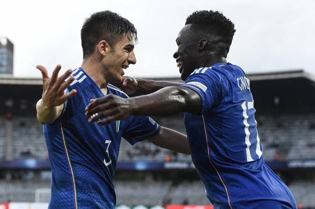 Db Cluj (Romania) 25 06 2023 - Euro 2023 Svizzera-Italia U21, U 21 foto Daniele Buffa Image nella foto: esultanza gol Fabiano Parisi 
