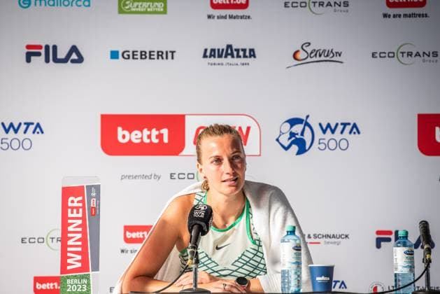 Bett1 Open WTA, Tennis Damen 500. Berlin, 24.06.2023 Petra Kvitova (Tschechien) auf der Pressekonferenz nach dem Spiel Bett1 Open Finale WTA 500. Steffi Graf Stadion, Rot-Weiss Tennis Club, Berlin, 24.06.2023 Bett1Open Copyright: xBEAUTIFULxSPORTS LucianoxLimax