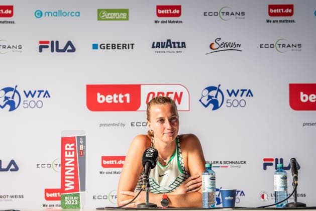 Bett1 Open WTA, Tennis Damen 500. Berlin, 24.06.2023 Petra Kvitova (Tschechien) auf der Pressekonferenz nach dem Spiel Bett1 Open Finale WTA 500. Steffi Graf Stadion, Rot-Weiss Tennis Club, Berlin, 24.06.2023 Bett1Open Copyright: xBEAUTIFULxSPORTS LucianoxLimax