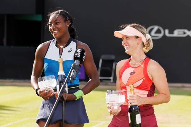 Mandatory Credit: Photo by Ryan Browne Shutterstock (13977110bv) Storm Hunter and Alycia Parks during thebRothesay Women s Classic Final. Rothesay Classic, Day Seven, Tennis, Edgbaston Priory Club, Birmingham, UK - 25 Jun 2023 Rothesay Classic, Day Seven, Tennis, Edgbaston Priory Club, Birmingham, UK - 25 Jun 2023 Copyright: xRyanxBrowne Shutterstockx 13977110bv