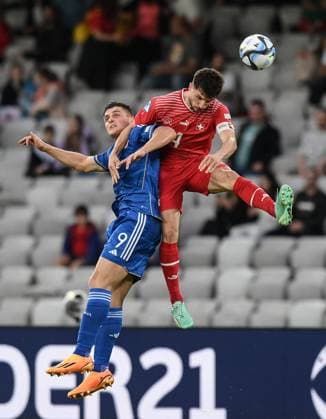 Db Cluj (Romania) 25 06 2023 - Euro 2023 Svizzera-Italia U21, U 21 foto Daniele Buffa Image nella foto: Lorenzo Colombo-Leonidas Stergiou 