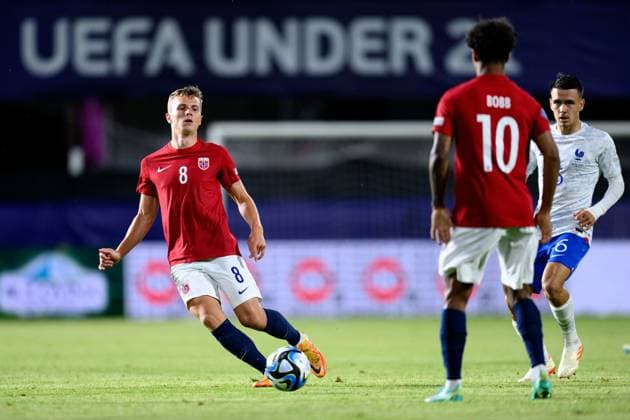 230625 Johan Hove of Norway during the UEFA European Under-21 Championship group stage football match between France and Norway on June 25, 2023 in Cluj-Napoca. Photo: Marius Simensen BILDBYRAN COP 238 MM0022 bbeng fotboll football fotball soccer uefa european under-21 championship euro under-21 U21, U 21 em u21 norge norway france frankrike Copyright: MARIUSxSIMENSEN BB230625BB547