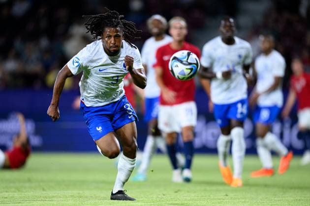 230625 Yasser Larouci of France during the UEFA European Under-21 Championship group stage football match between France and Norway on June 25, 2023 in Cluj-Napoca. Photo: Marius Simensen BILDBYRAN COP 238 MM0022 bbeng fotboll football fotball soccer uefa european under-21 championship euro under-21 U21, U 21 em u21 norge norway france frankrike Copyright: MARIUSxSIMENSEN BB230625BB552