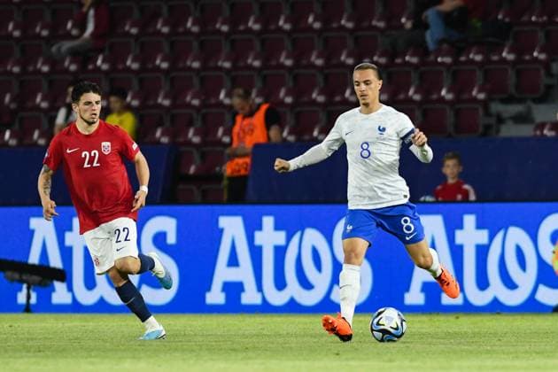 UEFA European Under-21 Championship Group D: France U21, U 21 vs Italy U21 Maxence Caqueret in action during UEFA European Under-21 Championship Group D: France U21 vs Italy U21, disputed on Cluj Arena, 22 June 2023 Cluj-Napoca Cluj Arena Romania Copyright: xAncaxTepeix