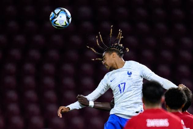 230625 Bradley Barcola of France during the UEFA European Under-21 Championship group stage football match between France and Norway on June 25, 2023 in Cluj-Napoca. Photo: Marius Simensen BILDBYRAN COP 238 MM0022 bbeng fotboll football fotball soccer uefa european under-21 championship euro under-21 U21, U 21 em u21 norge norway france frankrike Copyright: MARIUSxSIMENSEN BB230625BB605