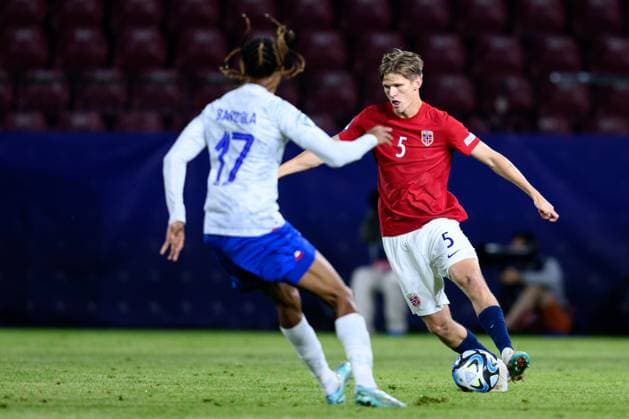 230625 David Moller Wolfe during the UEFA European Under-21 Championship group stage football match between France and Norway on June 25, 2023 in Cluj-Napoca. Photo: Marius Simensen BILDBYRAN COP 238 MM0022 bbeng fotboll football fotball soccer uefa european under-21 championship euro under-21 U21, U 21 em u21 norge norway france frankrike Copyright: MARIUSxSIMENSEN BB230625BB612