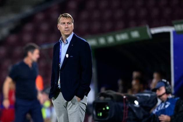 230625 Leif Gunnar Smerud, head coach of Norway, during the UEFA European Under-21 Championship group stage football match between France and Norway on June 25, 2023 in Cluj-Napoca. Photo: Marius Simensen BILDBYRAN COP 238 MM0022 bbeng fotboll football fotball soccer uefa european under-21 championship euro under-21 U21, U 21 em u21 norge norway france frankrike Copyright: MARIUSxSIMENSEN BB230625BB614