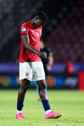 230625 Seedy Ahmed Tijan Jatta of Norway looks dejected after the UEFA European Under-21 Championship group stage football match between France and Norway on June 25, 2023 in Cluj-Napoca. Photo: Marius Simensen BILDBYRAN COP 238 MM0022 bbeng fotboll football fotball soccer uefa european under-21 championship euro under-21 U21, U 21 em u21 norge norway france frankrike depp Copyright: MARIUSxSIMENSEN BB230625BB633