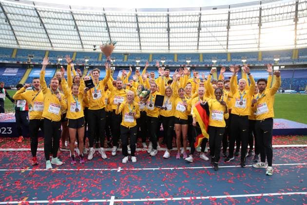 Bilder des Jahres 2023, Sport 06 Juni Sport Themen der Woche KW25 Sport Bilder des Tages Leichtathletik, athletics, Team Europameisterschaften, European Team Championships Super League 2023 ,1. Div Silesian stadium, Chorzow, Polen, 23.06.-25.06.2023, DLV Team, *** Athletics, athletics, European Team Championships, European Team Championships Super League 2023 ,1 Div Silesian stadium, Chorzow, Poland, 23 06 25 06 2023, DLV Team,
