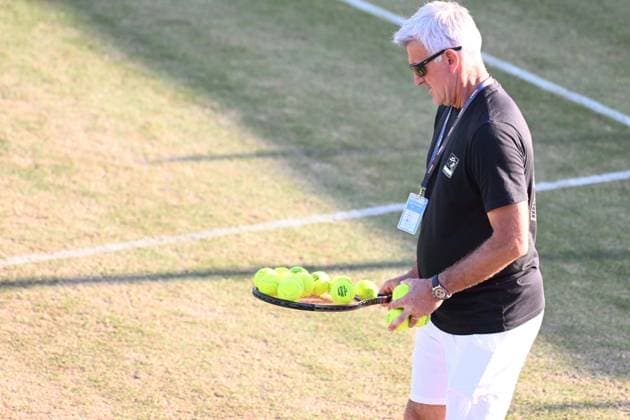20230625 Mallorca Championships 2023 CALVIA, SPAIN - JUNE 25 2023 : Apostolos Tsitsipas of Greece at - Mallorca Championships 2023 on June 25, 2023 in Calvia, Santa Ponsa Country Club. Calvia Baleares Spain