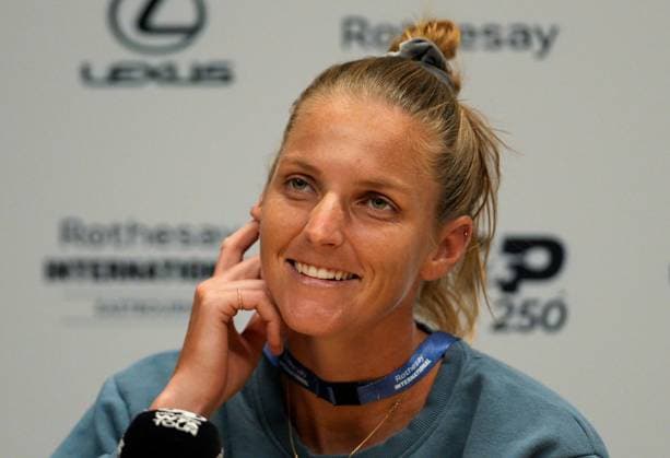 Mandatory Credit: Photo by Dave Shopland Shutterstock (13984422at) Karolina Pliskova (CZE) press conference, PK, Pressekonferenz Rothesay International Eastbourne, Tennis, Day One, Devonshire Park, Eastbourne, UK - 26 Jun 2023 Rothesay International Eastbourne, Tennis, Day One, Devonshire Park, Eastbourne, UK - 26 Jun 2023  Copyright: xDavexShopland Shutterstockx 13984422at