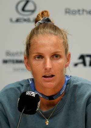 Mandatory Credit: Photo by Dave Shopland Shutterstock (13984422aq) Karolina Pliskova (CZE) press conference, PK, Pressekonferenz Rothesay International Eastbourne, Tennis, Day One, Devonshire Park, Eastbourne, UK - 26 Jun 2023 Rothesay International Eastbourne, Tennis, Day One, Devonshire Park, Eastbourne, UK - 26 Jun 2023  Copyright: xDavexShopland Shutterstockx 13984422aq