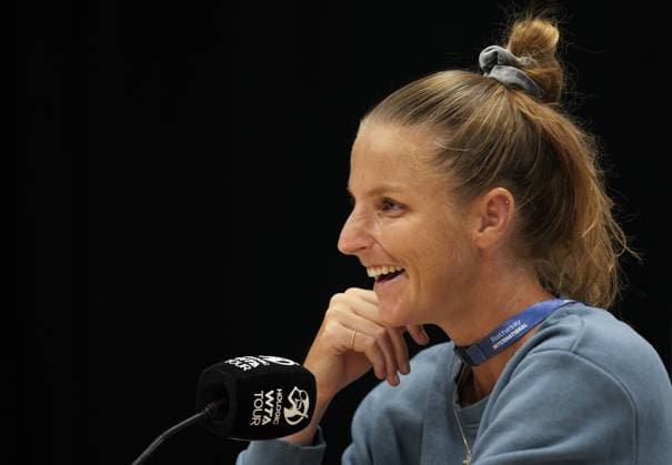 Mandatory Credit: Photo by Dave Shopland Shutterstock (13984422au) Karolina Pliskova (CZE) press conference, PK, Pressekonferenz Rothesay International Eastbourne, Tennis, Day One, Devonshire Park, Eastbourne, UK - 26 Jun 2023 Rothesay International Eastbourne, Tennis, Day One, Devonshire Park, Eastbourne, UK - 26 Jun 2023  Copyright: xDavexShopland Shutterstockx 13984422au
