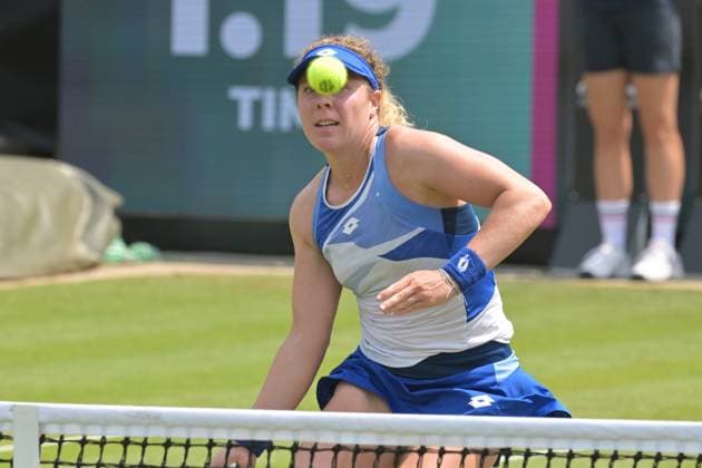26.06.2023, xbrx, Tennis Bad Homburg Open WTA, Tennis Damen 250, emspor, v.l. Friedsam, Anna-Lena (GER), fokussiert, konzentriert, spielt den Ball Bad Homburg