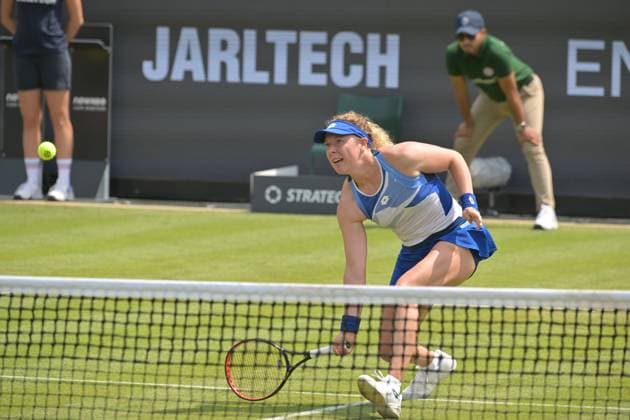 26.06.2023, xbrx, Tennis Bad Homburg Open WTA, Tennis Damen 250, emspor, v.l. Friedsam, Anna-Lena (GER), fokussiert, konzentriert, spielt den Ball Bad Homburg