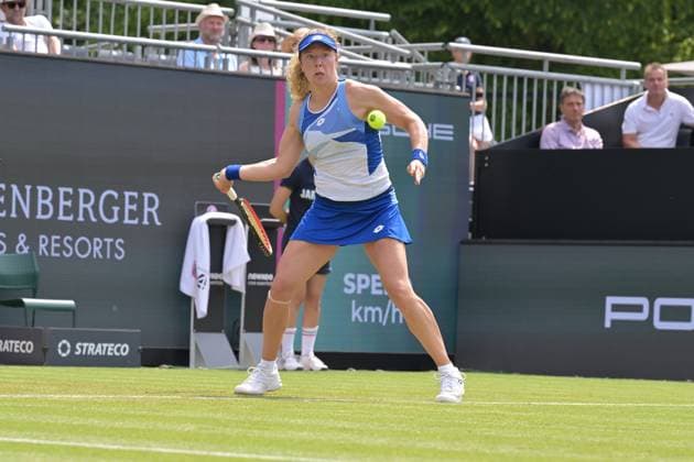 26.06.2023, xbrx, Tennis Bad Homburg Open WTA, Tennis Damen 250, emspor, v.l. Friedsam, Anna-Lena (GER), fokussiert, konzentriert, spielt den Ball Bad Homburg