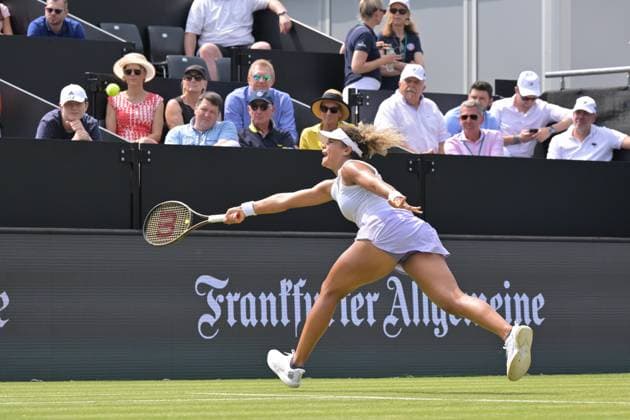 26.06.2023, xbrx, Tennis Bad Homburg Open WTA, Tennis Damen 250, emspor, v.l. Sherif, Mayar (EGY), fokussiert, konzentriert, spielt den Ball Bad Homburg