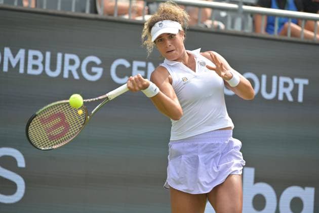 26.06.2023, xbrx, Tennis Bad Homburg Open WTA, Tennis Damen 250, emspor, v.l. Sherif, Mayar (EGY), fokussiert, konzentriert, spielt den Ball Bad Homburg