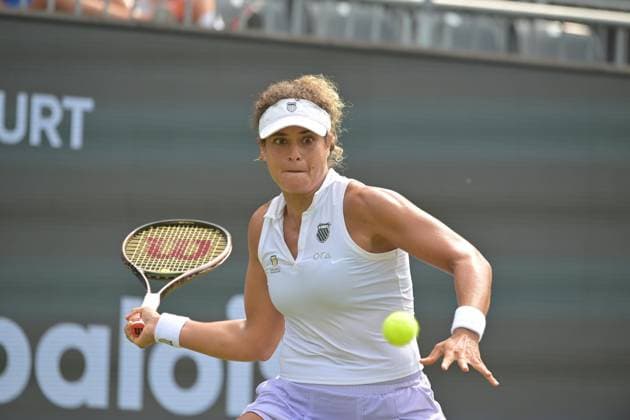 26.06.2023, xbrx, Tennis Bad Homburg Open WTA, Tennis Damen 250, emspor, v.l. Sherif, Mayar (EGY), fokussiert, konzentriert, spielt den Ball Bad Homburg