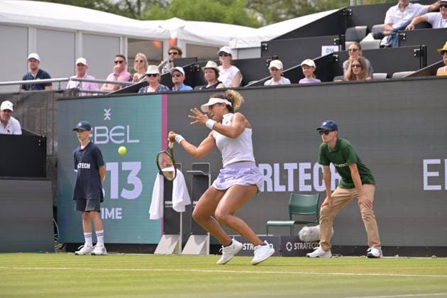 26.06.2023, xbrx, Tennis Bad Homburg Open WTA, Tennis Damen 250, emspor, v.l. Sherif, Mayar (EGY), fokussiert, konzentriert, spielt den Ball Bad Homburg