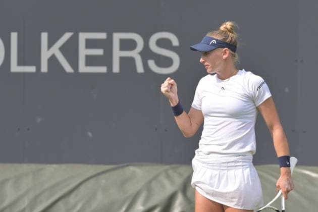 26.06.2023, xbrx, Tennis Bad Homburg Open WTA, Tennis Damen 250, emspor, v.l. Teichmann, Jil (SUI), gestikuliert, mit den Armen gestikulieren, jubel, fokussiert, konzentriert Bad Homburg