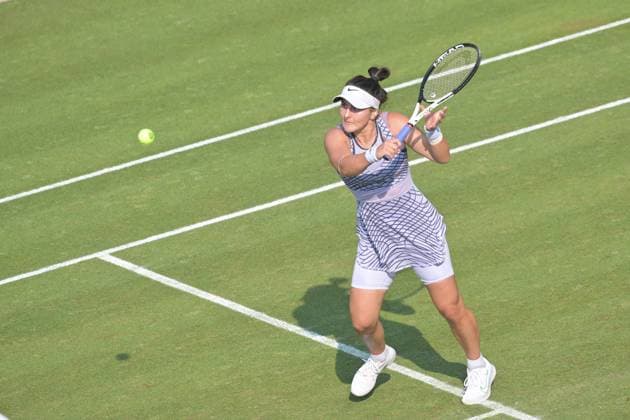 26.06.2023, xbrx, Tennis Bad Homburg Open WTA, Tennis Damen 250, emspor, v.l. Andreescu, Bianca (CAN), spielt den Ball, fokussiert, konzentriert Bad Homburg
