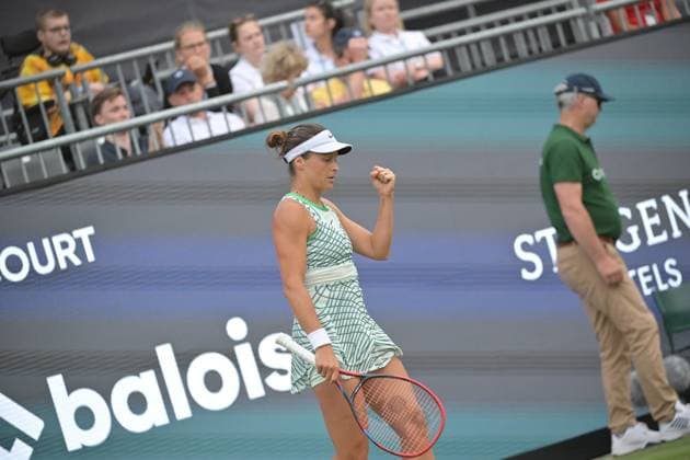 26.06.2023, xbrx, Tennis Bad Homburg Open WTA, Tennis Damen 250, emspor, v.l. Maria, Tatjana (GER), gestikuliert, mit den Armen gestikulieren, jubel, fokussiert, konzentriert Bad Homburg