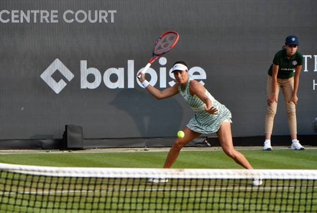 26.06.2023 Tennis, WTA, Tennis Damen Bad Homburg Open 2023 Sechzehntelfinale Iga Natalia SwiÄÖtek (POL) gegen Tatjana Maria (GER) Bild zeigt Tatjana Maria (GER) emspor, DFL regulations prohibit any use of photographs as image sequences and or quasi-video