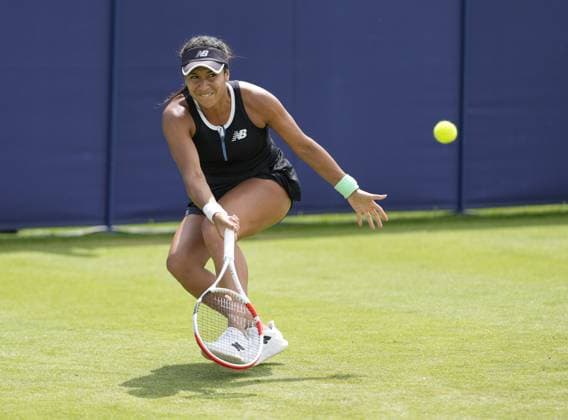 Mandatory Credit: Photo by Dave Shopland Shutterstock (13984798bd) Great Britain s Heather Watson in 1st round action Rothesay International Eastbourne, Tennis, Day Two, Devonshire Park, Eastbourne, UK - 27 Jun 2023 Rothesay International Eastbourne, Tennis, Day Two, Devonshire Park, Eastbourne, UK - 27 Jun 2023 Copyright: xDavexShopland Shutterstockx 13984798bd