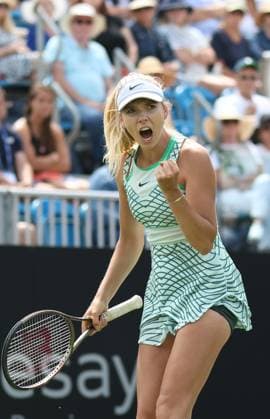 27th June 2023; Devonshire Park, Eastbourne, East Sussex, England: Rothesay International Eastbourne, Day 2; Katie Boulter (GBR) shows emotion during the match against Petra Martic (CRO)  ActionPlus12524409 HongboxChen