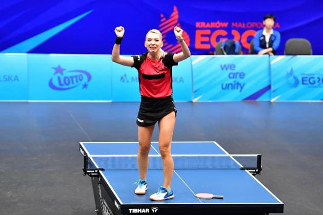 Bilder des Jahres 2023, Sport 06 Juni Sport Bilder des Tages Bernadette SZOCS, Rumänien, gewinnt erstmals Gold im Einzel bei den Europaspiele und macht gegen Xiaoing Yang, Monaco, im Finale einen Rückstand wett. Bernadette SZOCS, Rumänien, gewinnt erstmals Gold im Einzel bei den European Games und macht gegen Xiaoing Yang, Monaco, im Finale einen Rückstand wett. Krakau Krakau Hutnik Arena Polen *** Bernadette SZOCS, Romania, wins gold for the first time in singles at the European Games and overcomes a deficit in the final against Xiaoing Yang, Monaco Bernadette SZOCS, Romania, wins gold for the first time in singles at the European Games and overcomes a deficit in the final against Xiaoing Yang, Monaco Krakow Krakow Hutnik Arena Poland