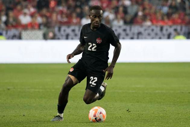 June 27, 2023, Toronto, Ontario, Canada: Richie Laryea 22 in action during the CONCACAF Gold Cup, Group Stage game between Canada and Guadeloupe at BMO field in Toronto. The game ended 2-2. Toronto Canada - ZUMAm154 20230627_zap_m154_012 Copyright: xAngelxMarchinix