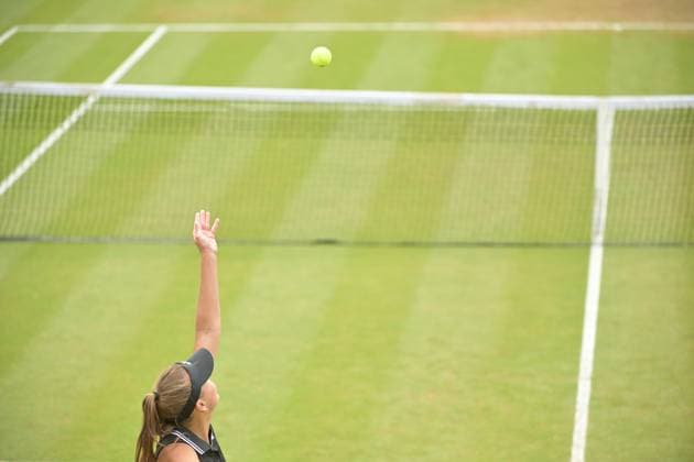 28.06.2023, xbrx, Tennis Bad Homburg Open WTA, Tennis Damen 250, emspor, v.l. Rodina, Evgeniya, spielt den Ball, fokussiert, konzentriert Bad Homburg