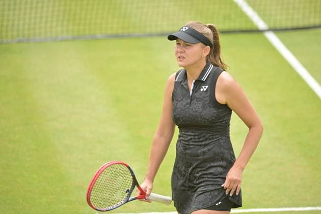 28.06.2023, xbrx, Tennis Bad Homburg Open WTA, Tennis Damen 250, emspor, v.l. Rodina, Evgeniya, fokussiert, konzentriert Bad Homburg