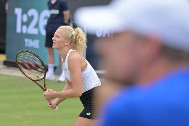 28.06.2023, xbrx, Tennis Bad Homburg Open WTA, Tennis Damen 250, emspor, v.l. Siniakova, Katerina (CZE), fokussiert, konzentriert Bad Homburg
