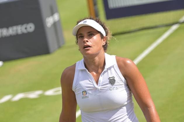 28.06.2023, xbrx, Tennis Bad Homburg Open WTA, Tennis Damen 250, emspor, v.l. Sherif, Mayar (EGY),fokussiert, konzentriert, Bad Homburg