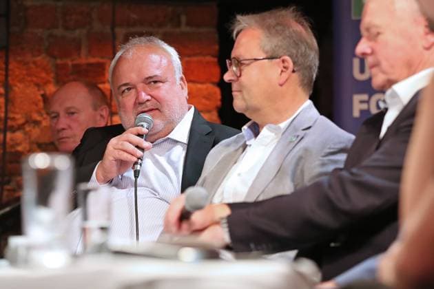 Tourismusfruehstueck: EURO 2024, Spielort Leipzig, 28.06.2023 Prof. Dr. Joerg Junhold (Direktor ZOO Leipzig, Botschafter fuer Nachhaltigkeit) beim 222. Tourismusfruehstueck am 28.06.2023 in der Moritzbastei Leipzig zum Thema: Anstoss EURO 2024 - Wo steht der Spielort Leipzig ein Jahr vor der Fussball-EM? Copyright: xBEAUTIFULxSPORTS JanxKaeferx