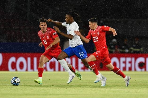 UEFA European Under-21 Championship Group D: Switzerland U21, U 21 vs France U21 Ardon Jashari (L) and Khephren Thuram (R) in action during UEFA European Under-21 Championship Group D: Switzerland U21 vs France U21, disputed on Dr Constantin Radulescu Stadium, 28 June 2023 Cluj-Napoca Dr Constantin Radulescu Stadium Romania Copyright: xAncaxTepeix