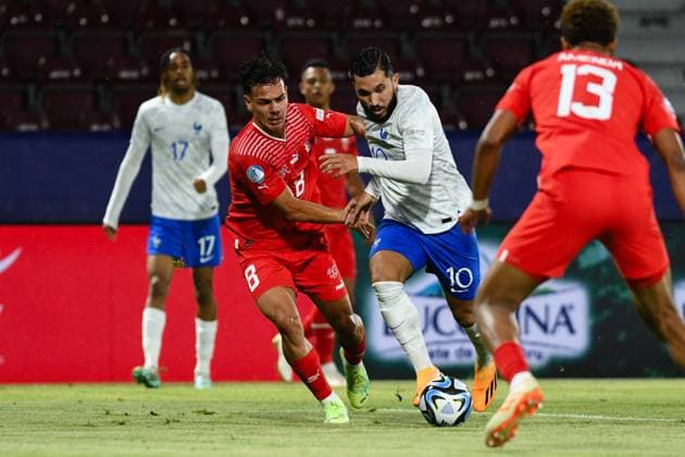 Switzerland v France - U21, U 21 EURO 2023 Ardon Jashari (L) and Rayan Cherki (R) in action during UEFA European Under-21 Championship Group D: Switzerland U21 vs France U21, disputed on Dr Constantin Radulescu Stadium, 28 June 2023 Cluj-Napoca Romania  Copyright: xFlaviuxBuboix originalFilename:buboi-notitle230628_nphbW.jpg