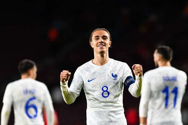 Switzerland v France - U21, U 21 EURO 2023 Maxence Caqueret celebrating during UEFA European Under-21 Championship Group D: Switzerland U21 vs France U21, disputed on Dr Constantin Radulescu Stadium, 28 June 2023 Cluj-Napoca Romania  Copyright: xFlaviuxBuboix originalFilename:buboi-notitle230628_npiSI.jpg