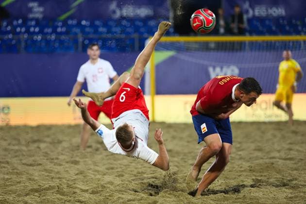 Sport Themen der Woche KW26 Sport Bilder des Tages Tarnow 28.06.2023 Igrzyska Europejskie. Europaspiele 2023. EG 2023 Pilka nozna plazowa mezczyzn. Grupa A Beach Soccer - Mens Group A Mecz: Polska - Hiszpania Game: Poland - Spain NZ. JAKUB BISTULA FOT. Sebastian Maciejko 400mm.pl NEWSPIX.PL --- Newspix.pl  28062023mac018