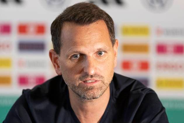 UEFA U21, U 21 EM, Pressekonferenz, 29.06.2023, Teamhotel, Batumi Panagiotis Joti CHATZIALEXIOU (Sportlicher Leiter der Nationalmannschaften), UEFA U21-Fussball-Europameisterschaft in Rumaenien und Georgien, Abschlusspressekonferenz nach dem Ausscheiden der deutschen Mannschaft in der Gruppenphase, am 29.06.2023, Hilton Teamhotel, Batumi in Georgien Copyright: xBEAUTIFULxSPORTS Meuselx