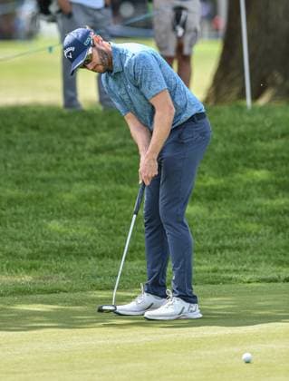29th June 2023; The Belfry, Sutton Coldfield, West Midlands, England: Betfred British Masters Golf, Day 1; Alexander Levy (FRA) chips on to the 18th green  ActionPlus12524908 GodfreyxPitt