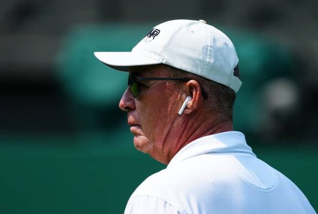 Mandatory Credit: Photo by Javier Garcia Shutterstock (13987384q) Ivan Lendl wears an ear bud during Andy Murray practice on centre court Wimbledon Tennis Championship Practice and Previews, The All England Lawn Tennis and Croquet Club, London, UK - 29 Jun 2023 Wimbledon Tennis Championship Practice and Previews, The All England Lawn Tennis and Croquet Club, London, UK - 29 Jun 2023  Copyright: xJavierxGarcia Shutterstockx 13987384q