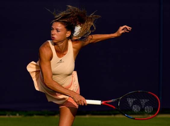 Mandatory Credit: Photo by Dave Shopland Shutterstock (13984800ei) Italy s Camila Giorgi wins her quarter final in the late evening sunshine Rothesay International Eastbourne, Tennis, Day Four, Devonshire Park, Eastbourne, UK - 29 Jun 2023 Rothesay International Eastbourne, Tennis, Day Four, Devonshire Park, Eastbourne, UK - 29 Jun 2023  Copyright: xDavexShopland Shutterstockx 13984800ei