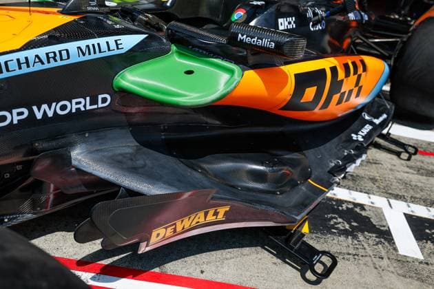 McLaren F1 Team MCL60, mechanical detail of the side pod, and floor, during the 2023 Formula 1 Rolex Grosser Preis von Osterreich, 2023 Austrian Grand Prix, 9th round of the 2023 Formula One World Championship, WM, Weltmeisterschaft from June 30 to July 2, 2023 on the Red Bull Ring, in Spielberg, Austria - F1 - AUSTRIAN GRAND PRIX 2023 DPPI Panoramic 00123022_G0OD0873