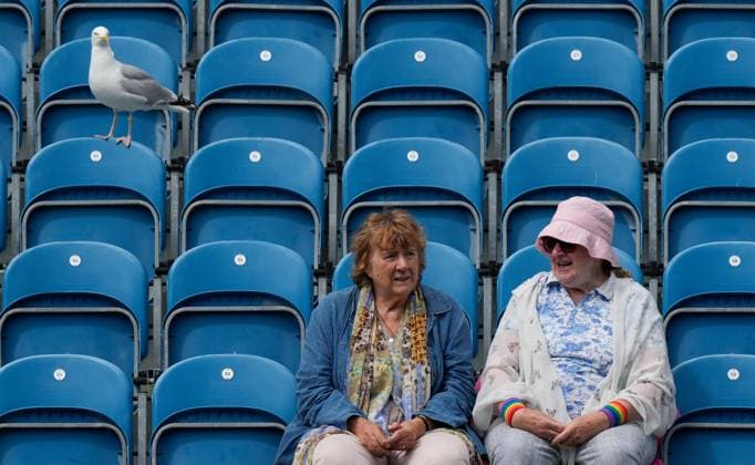 Mandatory Credit: Photo by Dave Shopland Shutterstock (13984801q) A Seagull takes his seat ready to watch the Semi Final Rothesay International Eastbourne, Tennis, Day Five, Devonshire Park, Eastbourne, UK - 30 Jun 2023 Rothesay International Eastbourne, Tennis, Day Five, Devonshire Park, Eastbourne, UK - 30 Jun 2023  Copyright: xDavexShopland Shutterstockx 13984801q