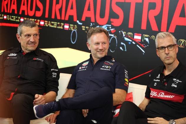 STEINER Guenther (ita), Team Principal of Haas F1 team, portrait HORNER Christian (gbr), Team Principal of Red Bull Racing, portrait ALUNNI BRAVI Alessandro (ita), Managing Director of Sauber Group & Team Representative, portrait during the 2023 Formula 1 Rolex Grosser Preis von Osterreich, 2023 Austrian Grand Prix, 9th round of the 2023 Formula One World Championship, WM, Weltmeisterschaft from June 30 to July 2, 2023 on the Red Bull Ring, in Spielberg, Austria - F1 - AUSTRIAN GRAND PRIX 2023 DPPI Panoramic  GOOD1899 copie 